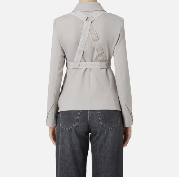 Elisabetta Franchi Tailleur | Giacche & Trench^Giacca doppiopetto in fresco lana mélange con harness elastico Perla