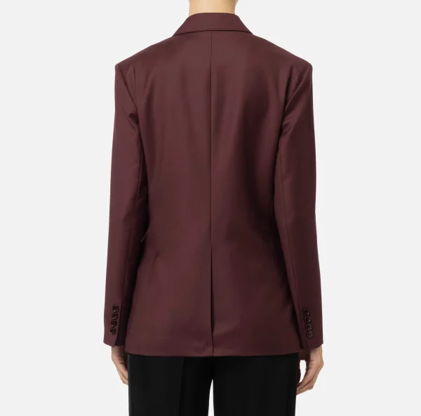 Elisabetta Franchi Giacche & Trench^Giacca doppiopetto in fresco di lana con patch RougeNoir