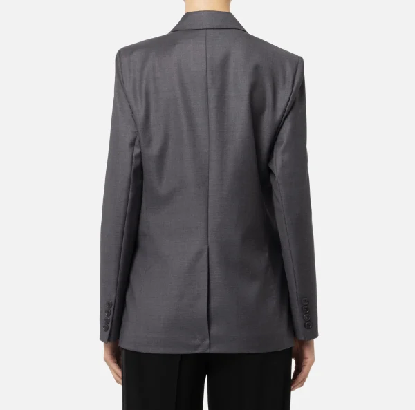 Elisabetta Franchi Giacche & Trench^Giacca doppiopetto in fresco di lana con patch SteelMelange