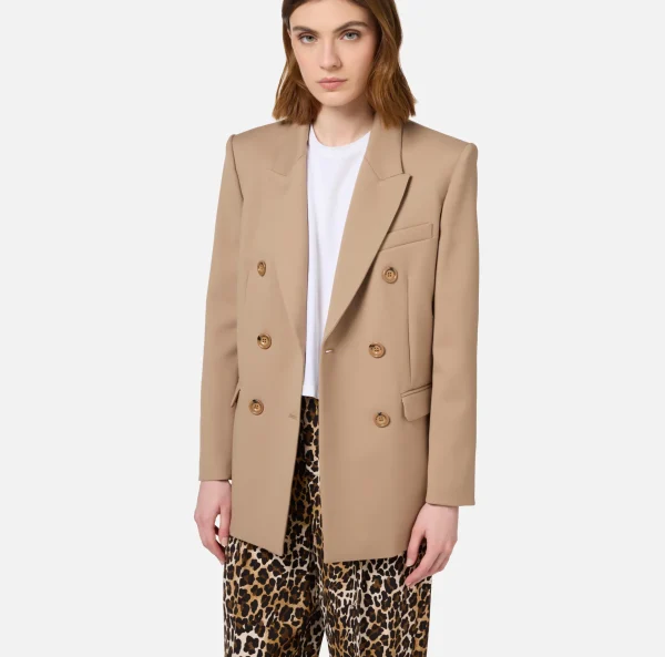 Elisabetta Franchi Tailleur | Giacche & Trench^Giacca doppiopetto in fresco di lana Camel