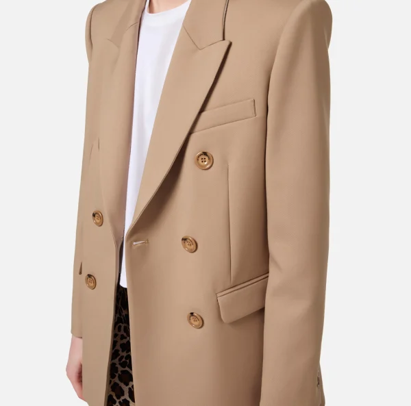 Elisabetta Franchi Tailleur | Giacche & Trench^Giacca doppiopetto in fresco di lana Camel