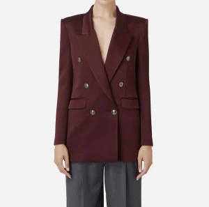 Elisabetta Franchi Giacche & Trench | Tailleur^Giacca doppiopetto in raso RougeNoir
