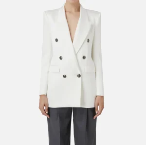 Elisabetta Franchi Giacche & Trench | Tailleur^Giacca doppiopetto in raso Avorio