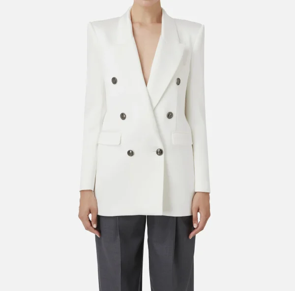 Elisabetta Franchi Giacche & Trench | Tailleur^Giacca doppiopetto in raso Avorio