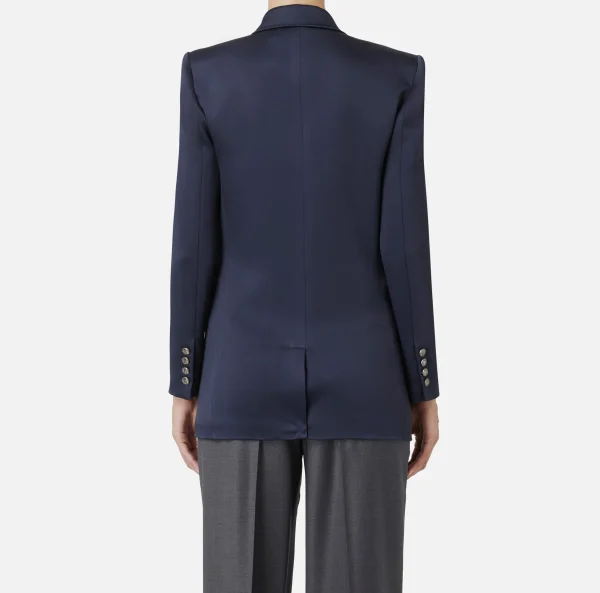 Elisabetta Franchi Giacche & Trench | Tailleur^Giacca doppiopetto in raso Navy