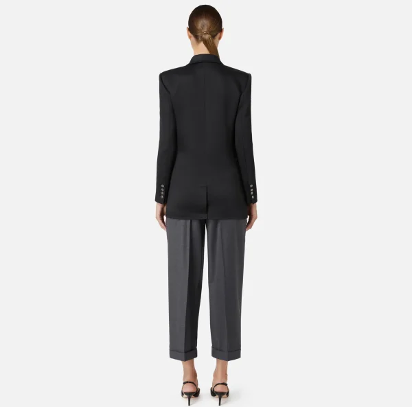Elisabetta Franchi Giacche & Trench | Tailleur^Giacca doppiopetto in raso Nero