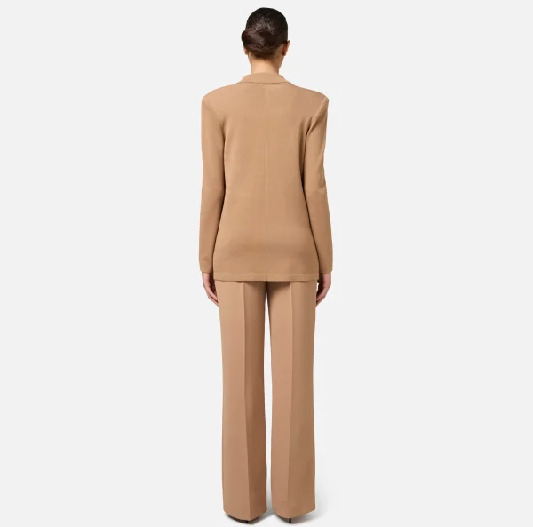 Elisabetta Franchi Giacche & Trench | Maglieria E Felpe^Giacca doppiopetto in viscosa con patch logo Camel