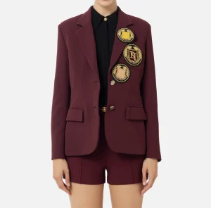 Elisabetta Franchi Giacche & Trench^Giacca in crêpe con patch RougeNoir