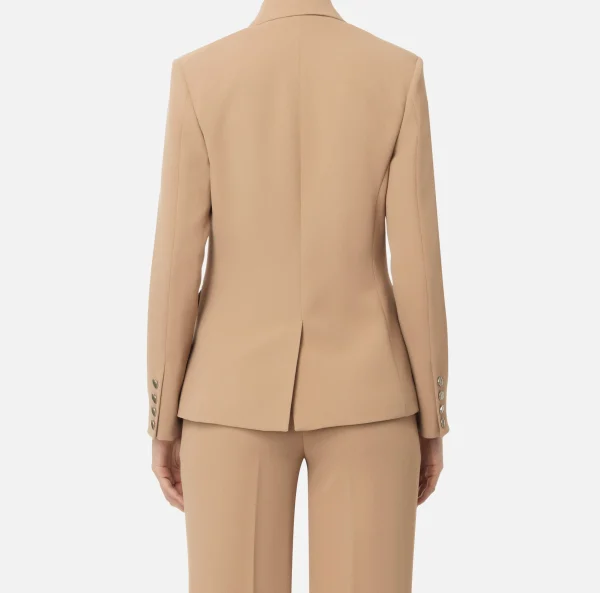 Elisabetta Franchi Giacche & Trench^Giacca in crêpe con ricamo stemma Camel