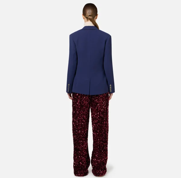 Elisabetta Franchi Giacche & Trench^Giacca in crêpe con ricamo stemma Navy