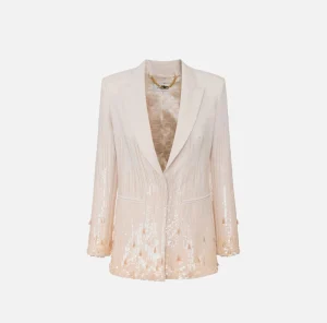 Elisabetta Franchi Giacche & Trench^Giacca in crêpe ricamato con paillettes Lattice