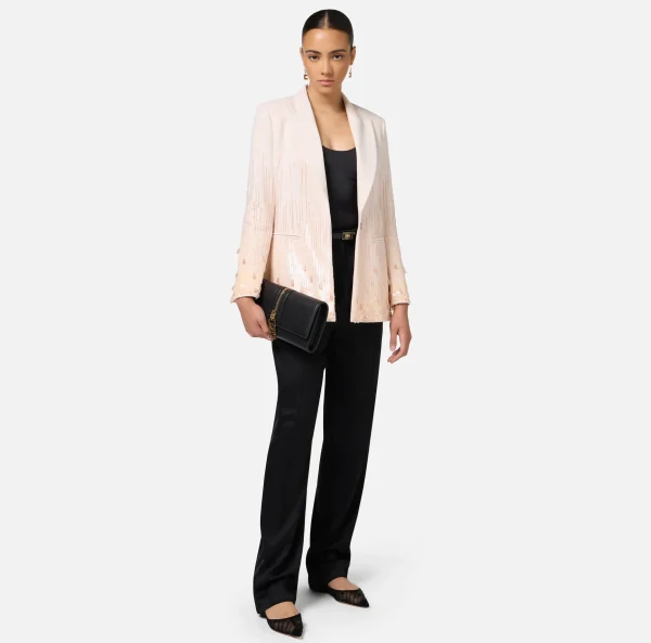 Elisabetta Franchi Giacche & Trench^Giacca in crêpe ricamato con paillettes Lattice