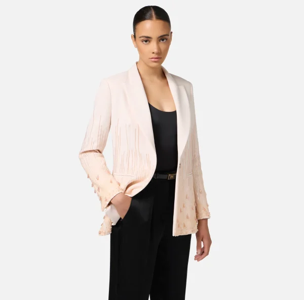 Elisabetta Franchi Giacche & Trench^Giacca in crêpe ricamato con paillettes Lattice