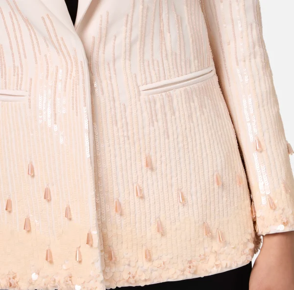 Elisabetta Franchi Giacche & Trench^Giacca in crêpe ricamato con paillettes Lattice