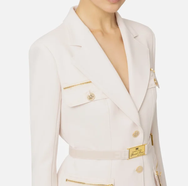 Elisabetta Franchi Tailleur | Giacche & Trench^Giacca in crêpe stretch con cintura e tasche Lattice