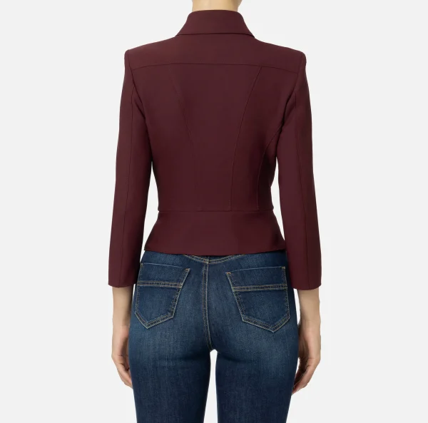 Elisabetta Franchi Tailleur | Giacche & Trench^Giacca in crêpe stretch con baschina e zip RougeNoir