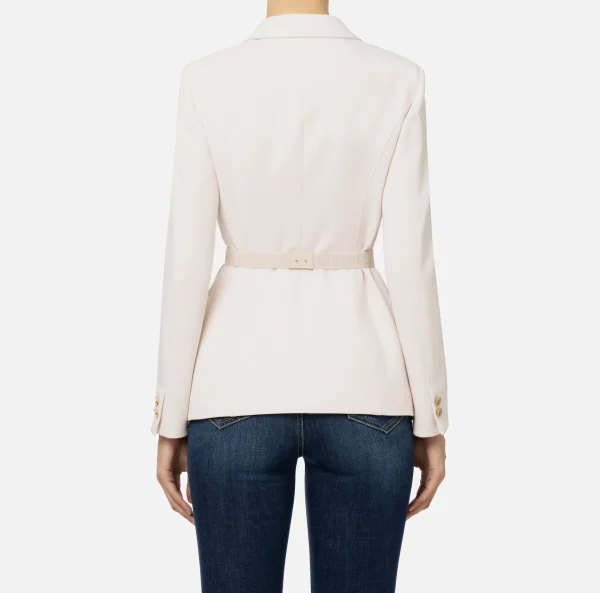 Elisabetta Franchi Tailleur | Giacche & Trench^Giacca in crêpe stretch con cintura e tasche Lattice