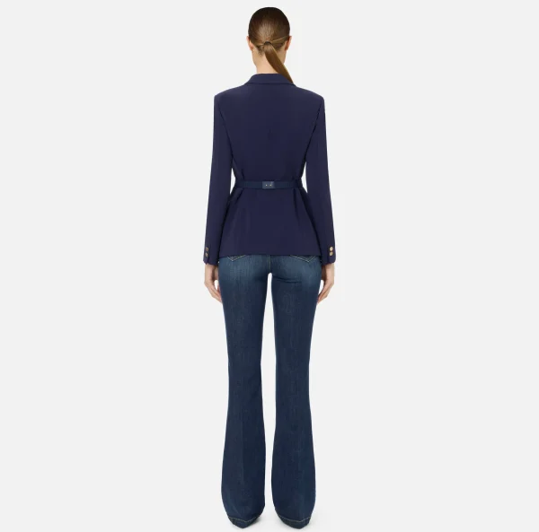 Elisabetta Franchi Tailleur | Giacche & Trench^Giacca in crêpe stretch con cintura e tasche Navy