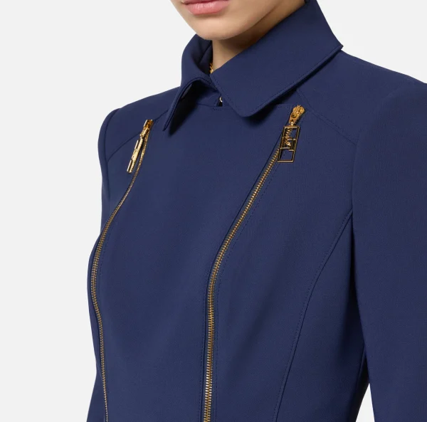 Elisabetta Franchi Tailleur | Giacche & Trench^Giacca in crêpe stretch con baschina e zip Navy