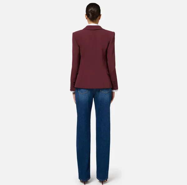 Elisabetta Franchi Giacche & Trench^Giacca in crêpe stretch con bande e ricamo logo Oro