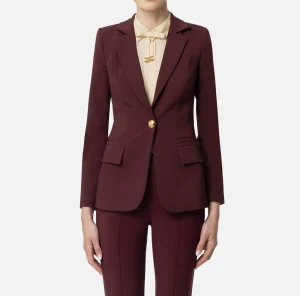 Elisabetta Franchi Tailleur | Giacche & Trench^Giacca in crêpe stretch sfiancata RougeNoir