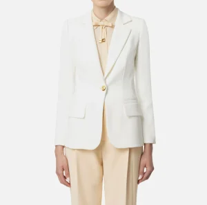 Elisabetta Franchi Tailleur | Giacche & Trench^Giacca in crêpe stretch sfiancata Avorio