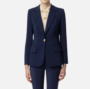 Elisabetta Franchi Tailleur | Giacche & Trench^Giacca in crêpe stretch sfiancata Navy