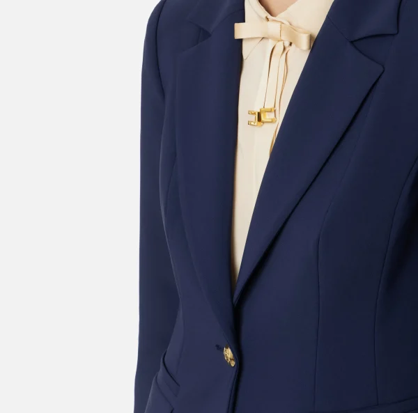 Elisabetta Franchi Tailleur | Giacche & Trench^Giacca in crêpe stretch sfiancata Navy
