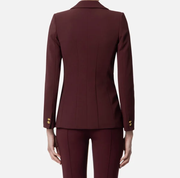 Elisabetta Franchi Tailleur | Giacche & Trench^Giacca in crêpe stretch sfiancata RougeNoir