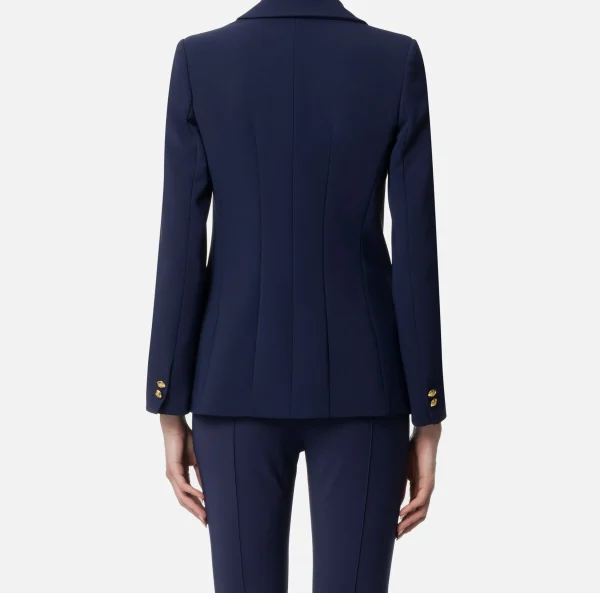 Elisabetta Franchi Tailleur | Giacche & Trench^Giacca in crêpe stretch sfiancata Navy