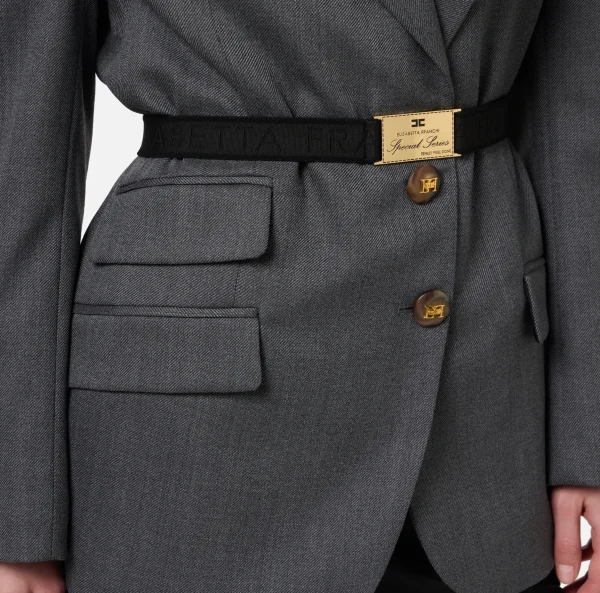 Elisabetta Franchi Tailleur | Giacche & Trench^Giacca in fresco di lana con cintura SteelMelange