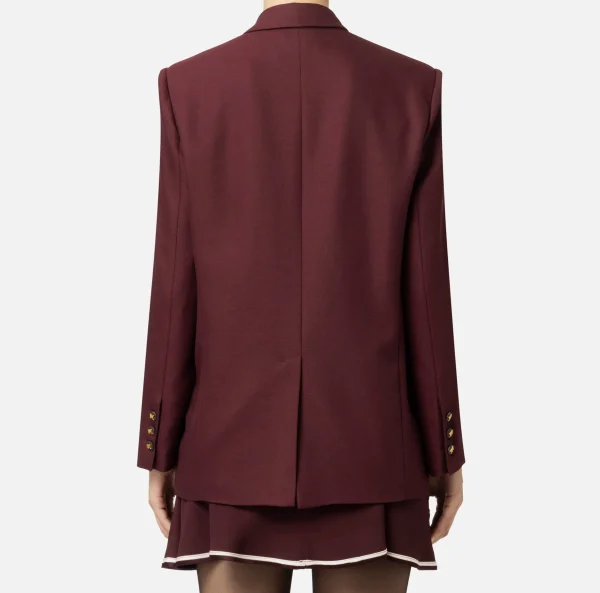 Elisabetta Franchi Giacche & Trench^Giacca monopetto in fresco di lana con patch RougeNoir