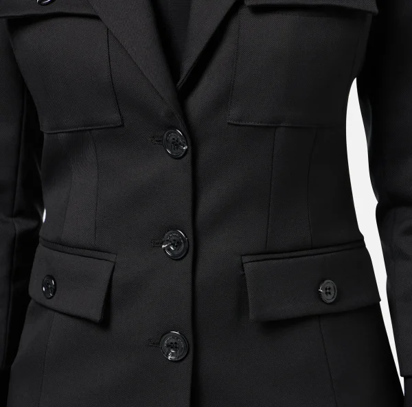 Elisabetta Franchi Giacche & Trench^Giacca monopetto in fresco di lana con tasche Nero