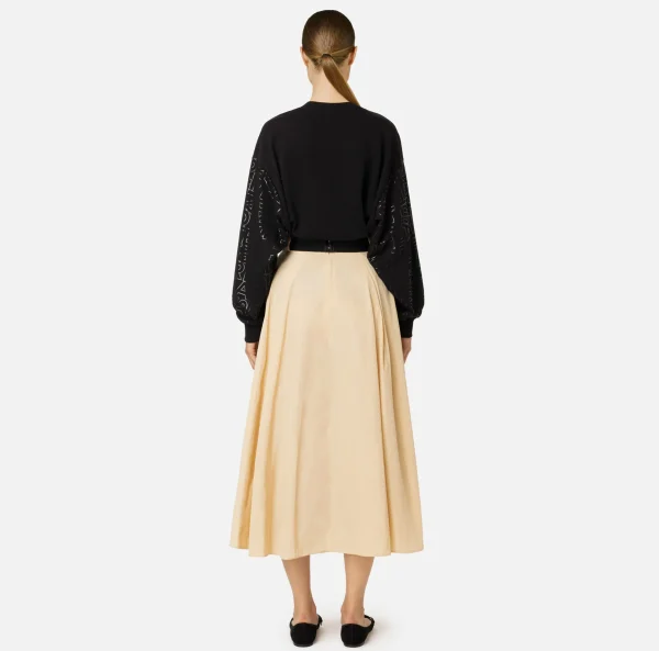 Elisabetta Franchi Gonne^Gonna a ruota in nylon tecnico leggero Crema