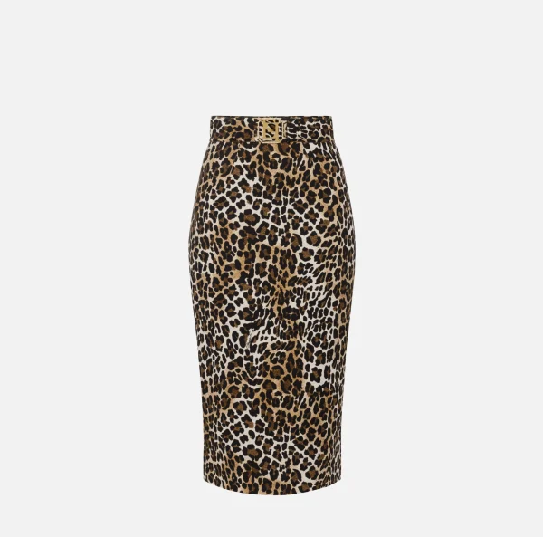 Elisabetta Franchi Gonne^Gonna midi in crêpe Animalier