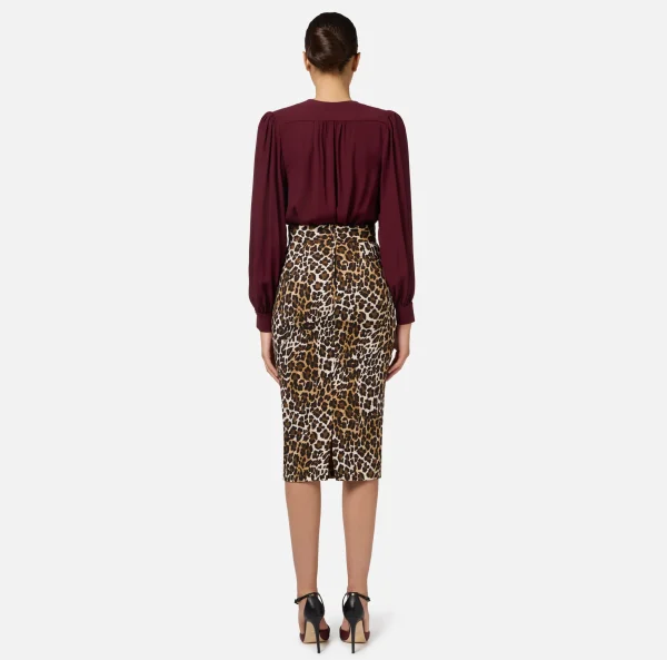 Elisabetta Franchi Gonne^Gonna midi in crêpe Animalier