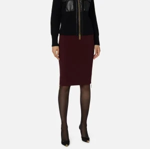 Elisabetta Franchi Gonne^Gonna midi in crêpe con zip RougeNoir