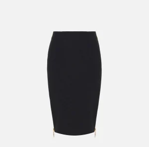 Elisabetta Franchi Gonne^Gonna midi in crêpe con zip Nero