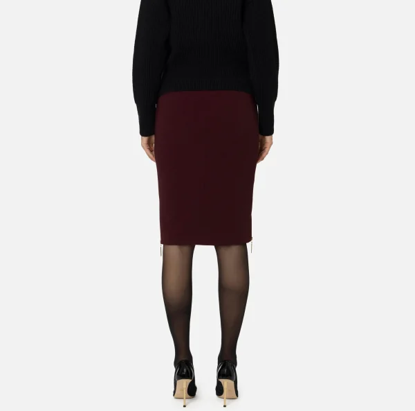 Elisabetta Franchi Gonne^Gonna midi in crêpe con zip RougeNoir
