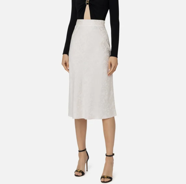 Elisabetta Franchi Gonne^Gonna midi in crêpe jaquard lettering Lattice