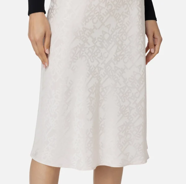 Elisabetta Franchi Gonne^Gonna midi in crêpe jaquard lettering Lattice