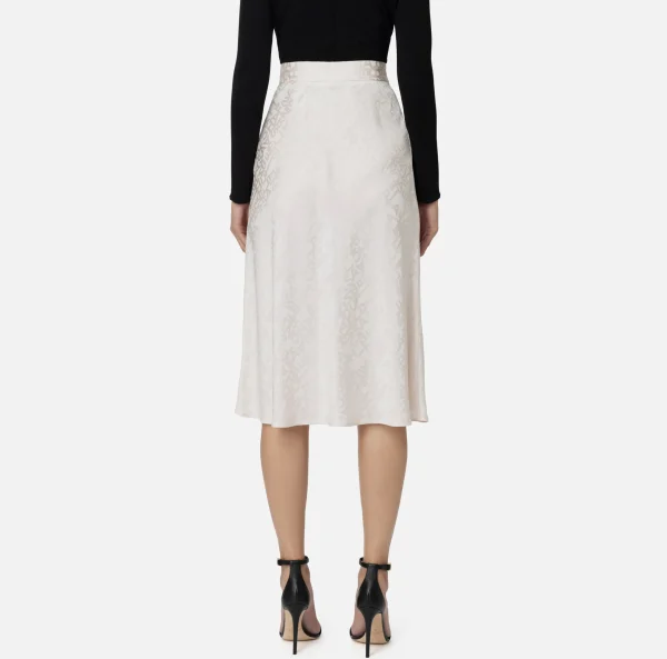 Elisabetta Franchi Gonne^Gonna midi in crêpe jaquard lettering Lattice