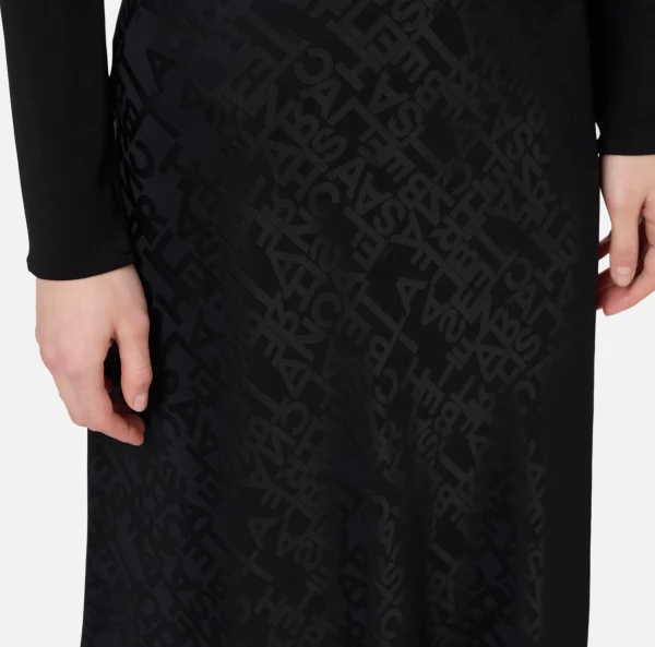 Elisabetta Franchi Gonne^Gonna midi in crêpe jaquard lettering Nero
