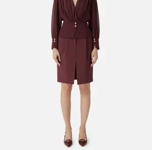 Elisabetta Franchi Gonne^Gonna midi in crêpe stretch con pinces RougeNoir