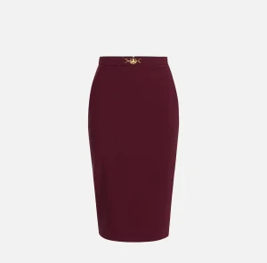 Elisabetta Franchi Tailleur | Gonne^Gonna midi in crêpe stretch con morsetto RougeNoir
