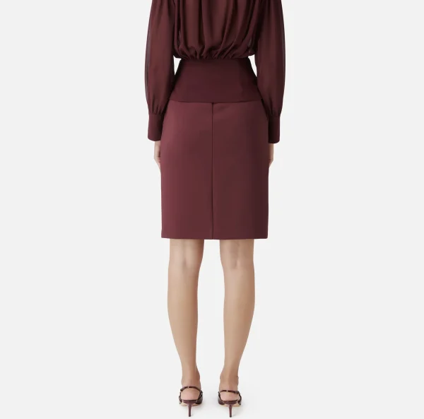 Elisabetta Franchi Gonne^Gonna midi in crêpe stretch con pinces RougeNoir