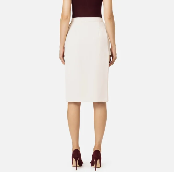 Elisabetta Franchi Gonne^Gonna midi in crêpe stretch con shorts Burro