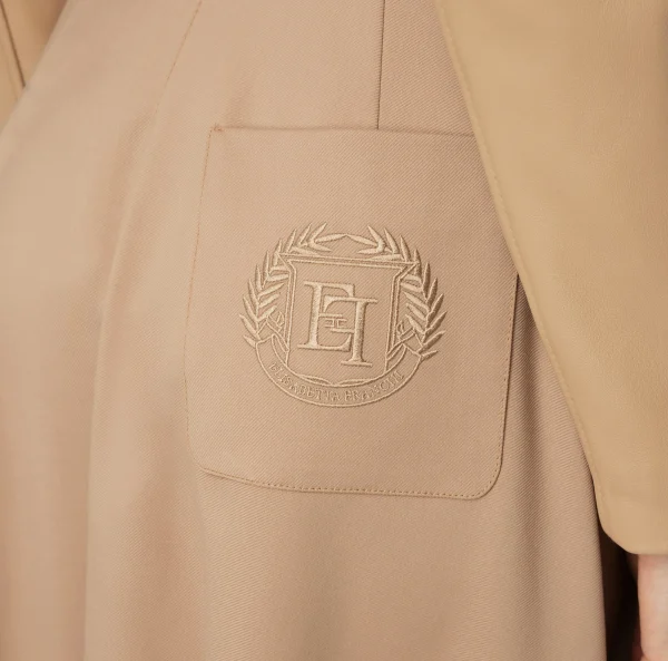 Elisabetta Franchi Gonne^Gonna midi in fresco lana con ricamo stemma Camel