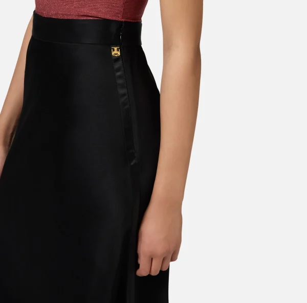 Elisabetta Franchi Gonne^Gonna midi in satin con bande in raso Nero