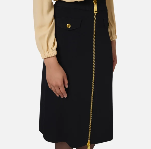 Elisabetta Franchi Gonne^Gonna midi in viscosa con zip Nero